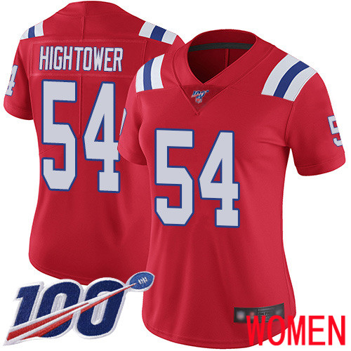 New England Patriots Football 54 100th Limited Red Women Dont a Hightower Alternate NFL Jersey